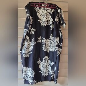 Silk Club Collection Women's XL Floral Black & White Wrap Long Skirt NWT